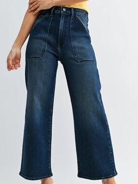 Just Black Denim Patch Pocket Wide Leg Jeans